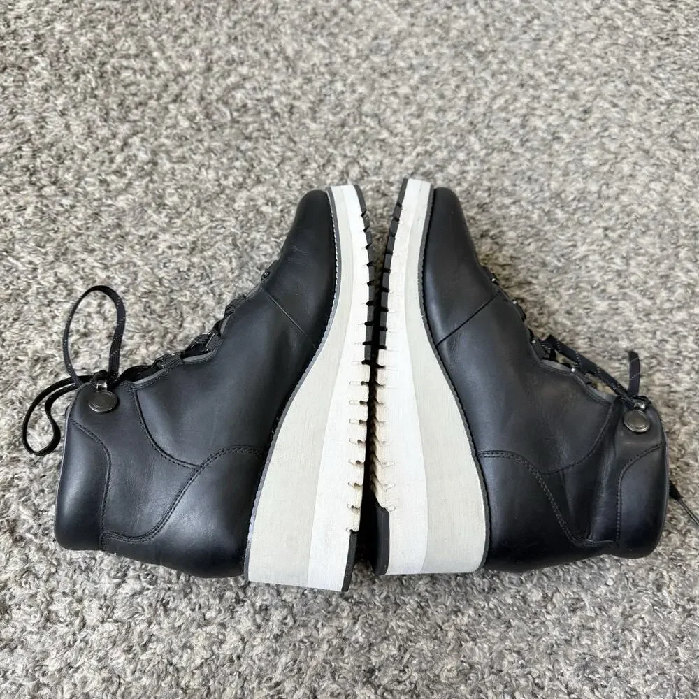Cole Haan ZeroGrand Grand Explore City Lace-Up Wedge Boot US 9 B Black Leather - Picture 3 of 7